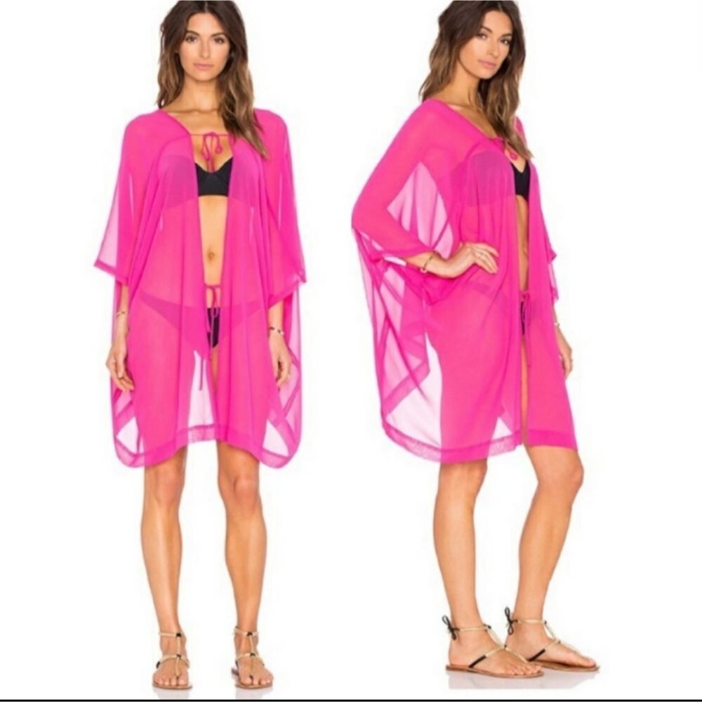 L'Agent by Agent Provocateur Rosana Sheer Swim Cover Up Pink One Size Fits Most